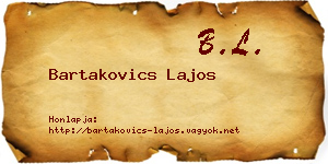 Bartakovics Lajos névjegykártya